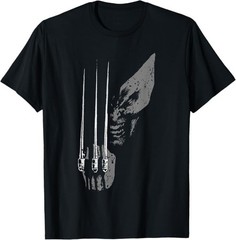 Marvel Wolverine X-Men Black Wild Side Distressed Face Shot SMALL T-Shirt