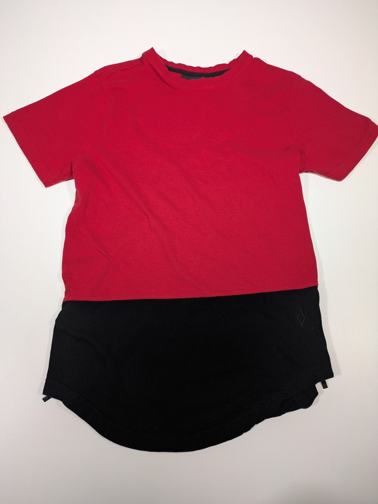 Akademiks Colorblock Mens Medium Black Red Zipper Waist T Shirt