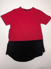 Akademiks Colorblock Mens Medium Black Red Zipper Waist T Shirt