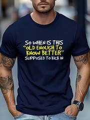Men T-Shirt Men’s Outdoor Sports T-Shirt, Men’s Funny Satirical Quotes T-Shirt▧
