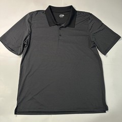 BCG Men’s XL Polo Golf Shirt Performance Striped Black & Grey Collared
