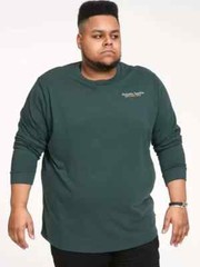 D555 Big Mens Green Long Sleeve Printed T-Shirt 2XL 3XL 4XL 5XL 6XL (601426-K)