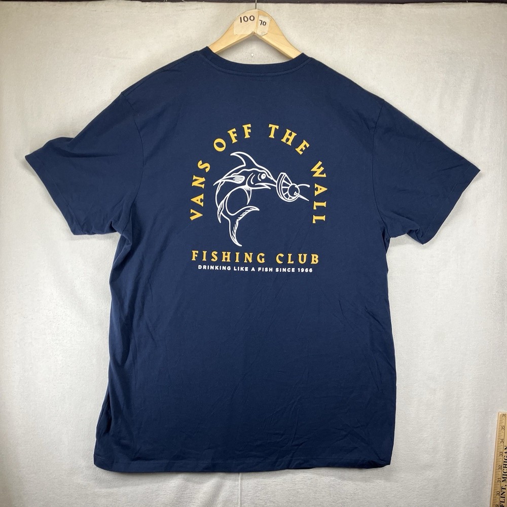 Vans Sailfish Graphic T Shirt Mens XL Navy Blue Custom Fit Skateboarding Fishing
