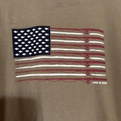Life-is-good Men’s Khaki and Green T-shirt