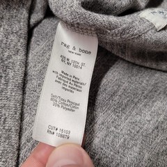 Rag & Bone Standard Issue Shirt Mens Medium Grey Raglan Long Sleeve Crewneck
