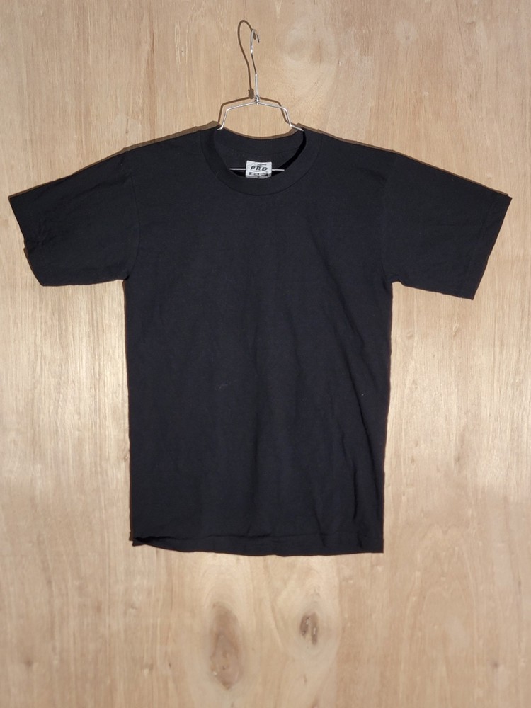 Pro 5 Athletic Black T-Shirt Mens S 100% Cotton Basic Solid Tee VTG