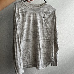 Hollister Men’s M Gray Heathered Long Sleeve Crew Neck Logo T-Shirt
