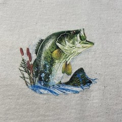 Bass Fishing Art T-Shirt Mens Large Living The Reel Life Dad Lake Beach Fish Y2K