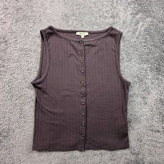 Madewell Ribbed Button Front Tank Top Vest Womens S Gray Cotton Blend Sleeveless