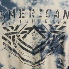 American Fighter Tie Dye Shirt Large Blue White Front Back Hits WN137