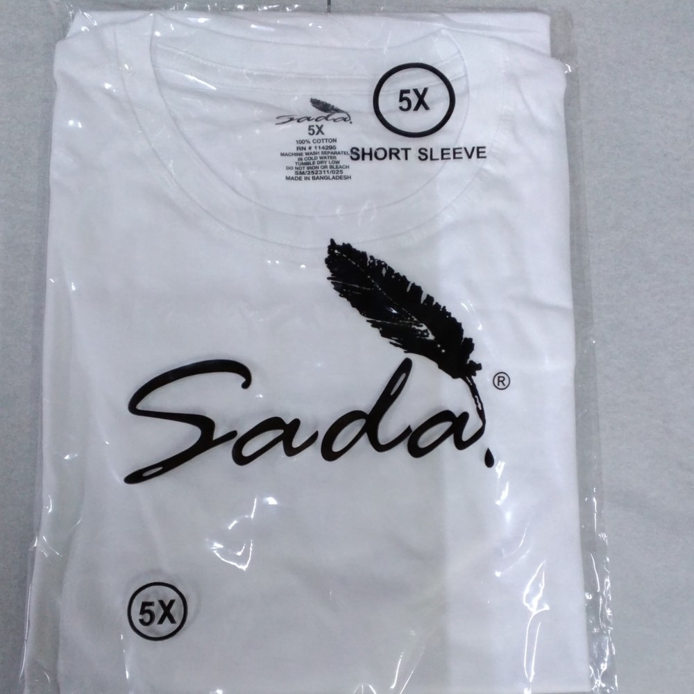 Sada Men’s White 5X Cotton Knit T-Shirt Short Sleeve Crew Neck