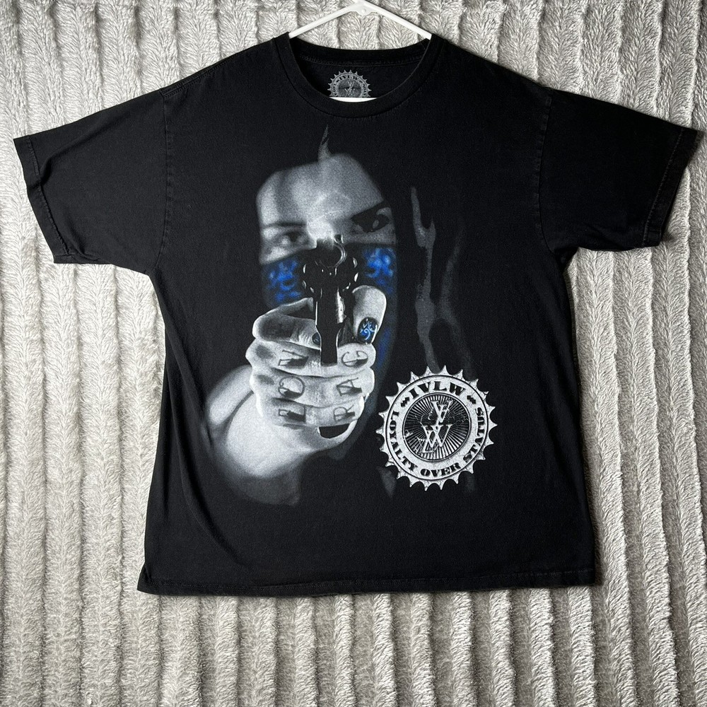 IV Letter Word Black Short Sleeve T-shirt AOP Adult L Cotton