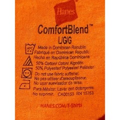 Hanes Comfort Blend Safety Orange T-Shirt Men’s Large Cotton/ Poly 50/50 Hunting