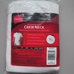 Hanes Men White Short Sleeve Crew Neck T-Shirts 3 Pack Size L