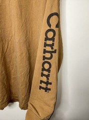 Carhartt Shirt Mens XXL Brown Cotton Spell Out Arm Graphic Work Wear Classic
