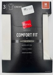 Hanes Premium Mens Crew T-Shirts Size M White Comfort Fit 3-Pack NWT