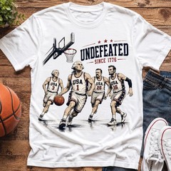 4th of July Shirt Men, Undefeated Since 1776 Tee, Funny Presidents Basketball