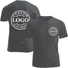 Custom Business Logo T-Shirt Front Back Upload Photo Text Logo 100% Cotton