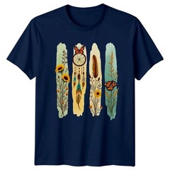 Boho Nature Butterfly T-Shirt Sunflower Dreamcatcher Graphic Tee Women Men