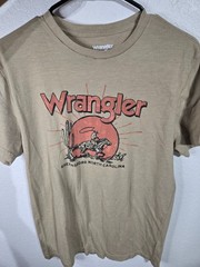 Wrangler T-Shirt Mens Size Xmall Brown Western Cowboy Horse Sunset Summer Tee