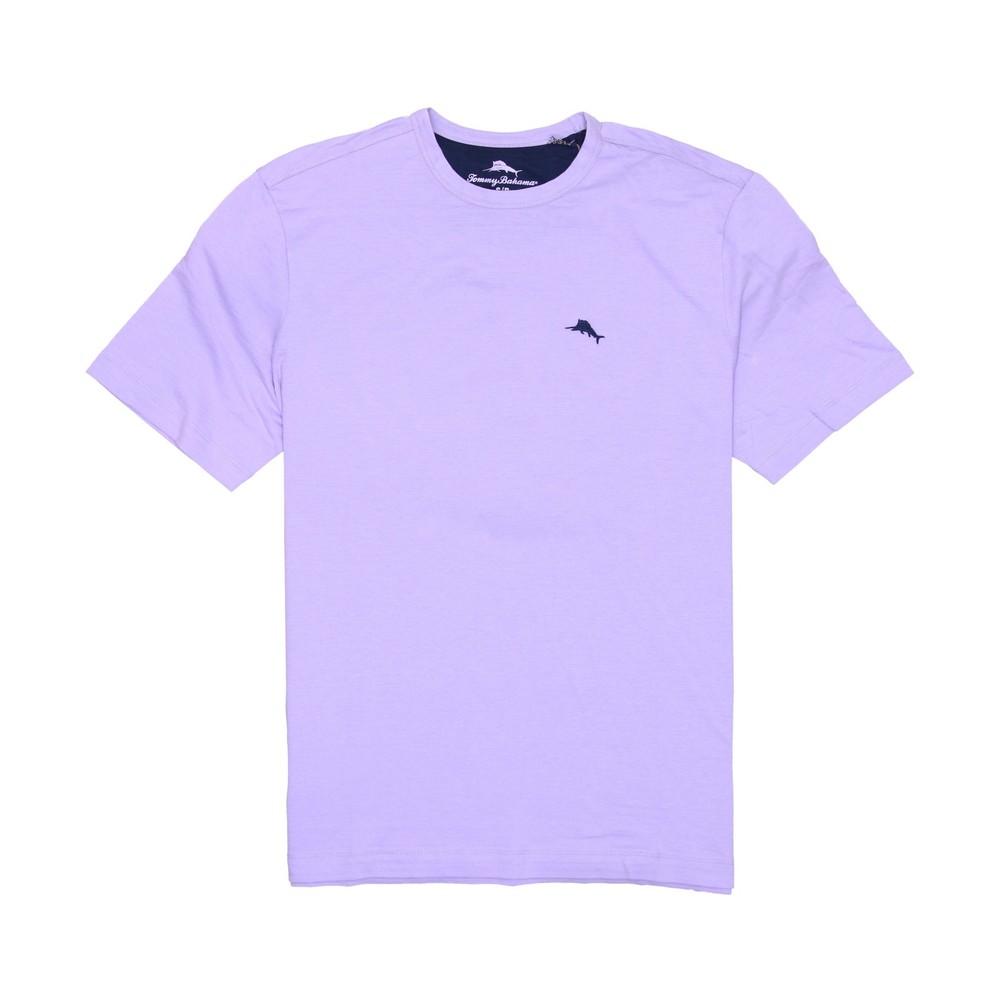 Tommy Bahama Mens Crew Neck T-Shirt S Violet Tulip Cotton Spandex Solid Graphic