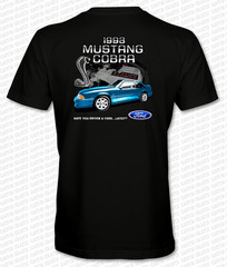 1993 FORD SVT MUSTANG COBRA Full Color DTG PRINTED T-Shirt BLACK, RED & TEAL