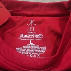 LIFE Clothing Co. Budweiser Red Logo Graphic Crew Neck T-Shirt Men L