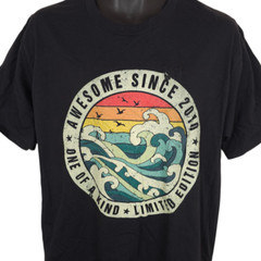 Rainbow Waves T Shirt Mens Size Large Black Awesome One Of A Kind Limited
