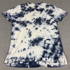 Abercrombie & Fitch Shirt Mens M Blue Tie Dye Henley Pocket Tee Cotton Jersey