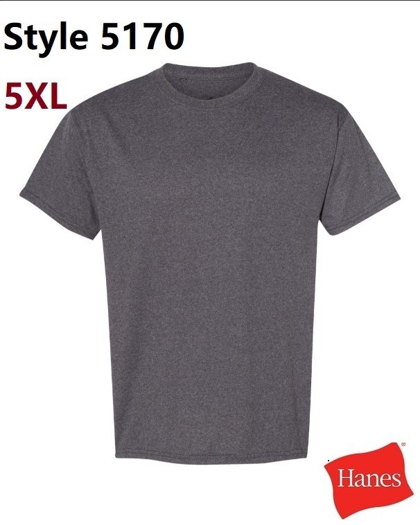 Hanes 5170 5XL EcoSmart Crewneck Short Sleeve Tee PtP 31″ Charcoal Heather