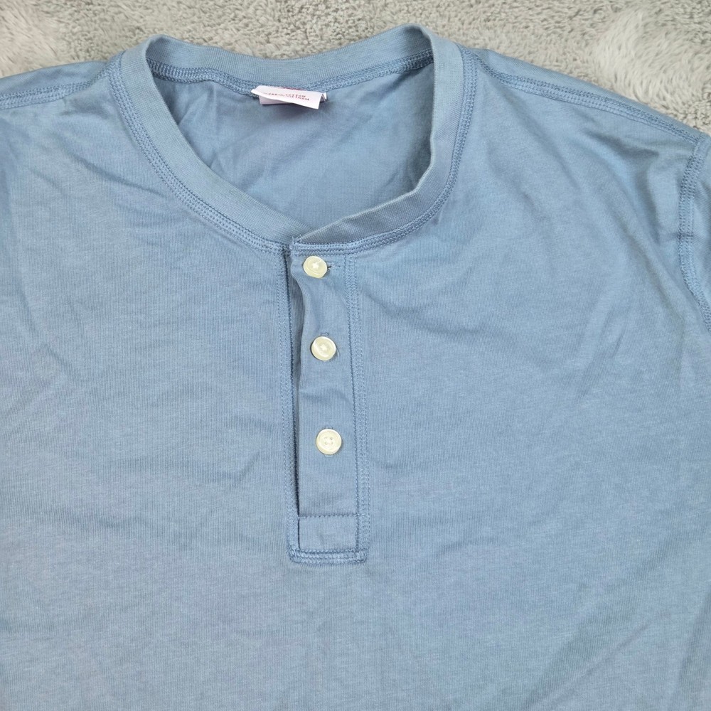 Brooks Brothers Henley Mens L Short Sleeve 1818 Cotton Logo Casual Top Blue 80ch