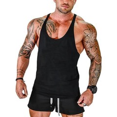 Men Tank Top Bodybuilding Gym Workout Fitness Cotton Sleeveless Stringer Vest