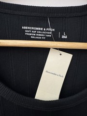 Abercrombie & Fitch Soft A&F Premium Ribbed Tank Top Black L Relaxed Fit