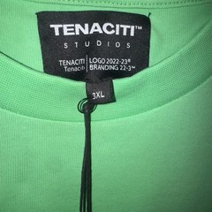 TENACITI STUDIO Green and orange skull T-shirt size 3 XL puff print