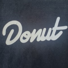 Donut Brand T-Shirt Black M Script Logo Graphic Front Back Hem Tag Distressed