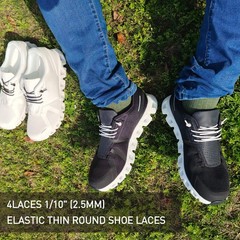 2 Pairs 1/10″ (2.5mm) Elastic Thin Shoe Laces, Stretch Round Shoelaces Shoe S…