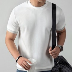 Loose Fit Pure Color Men’s Short Sleeve T-Shirt for Daily Club Home Use