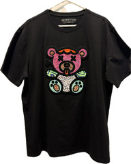 Eternity BC/AD Men’s 2XL Black Fuzzy Embroidered X-Eyed Teddy Bear Cotton Tee