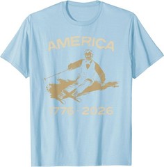America 1776 2026 Abraham Lincoln Skiing President Graphic T-Shirt
