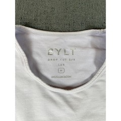 BYLT Basics Drop Cut Lux Short Sleeve White Tee Shirt Mens Medium Curved Hem