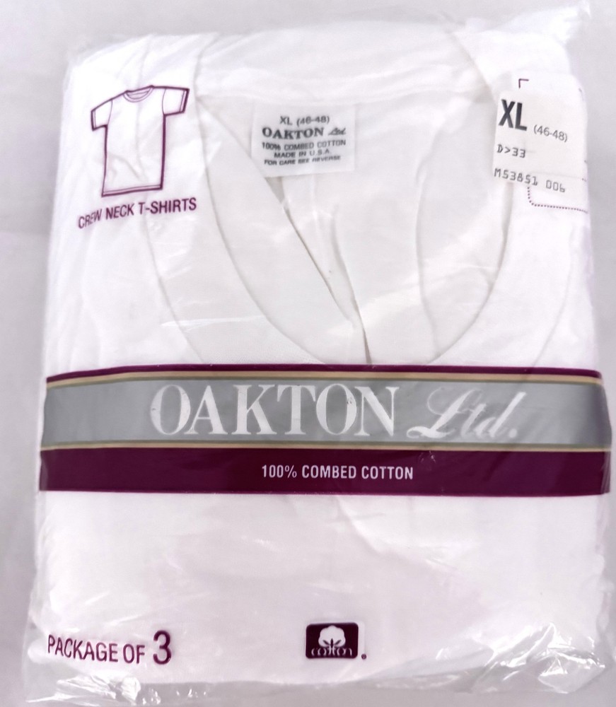 Vintage Oakton Ltd. 3 Pack Combed Cotton White Shirts XL 46-48 NIP USA