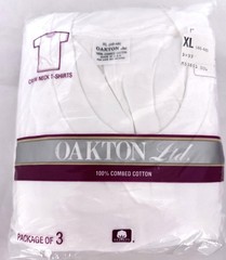 Vintage Oakton Ltd. 3 Pack Combed Cotton White Shirts XL 46-48 NIP USA