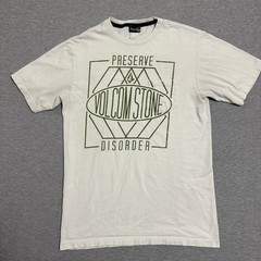 Y2K Volcom Stone Preserve Disorder Graphic Tee Cream Skate Surf Mens Medium