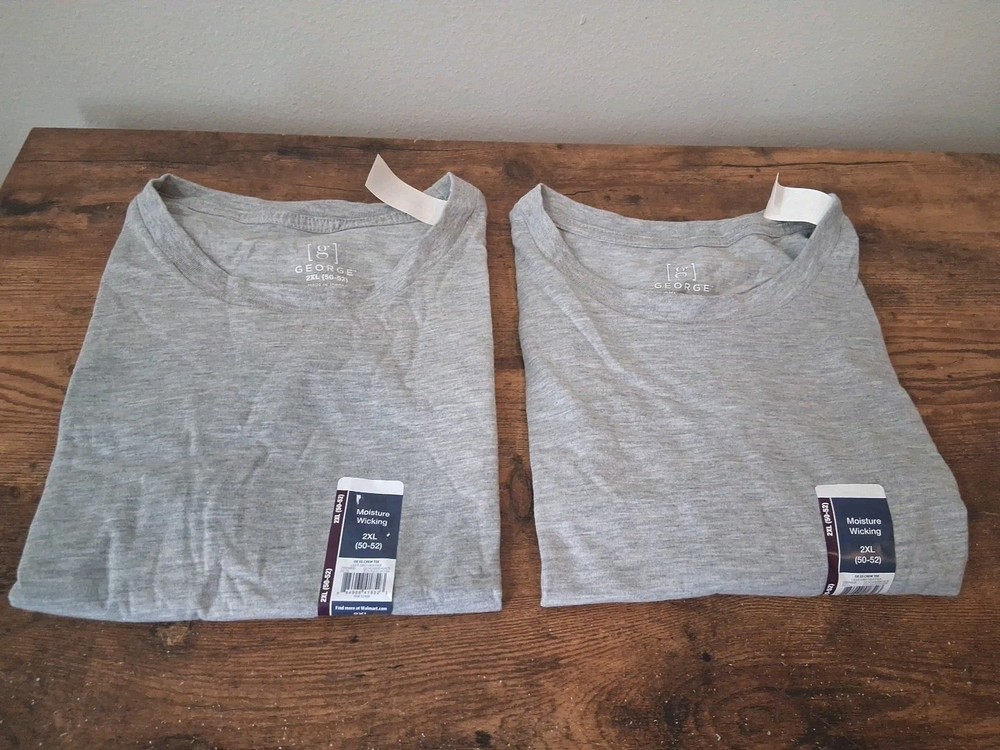 Mens George Size 2XL 50-52 Neck Short Sleeve Tee Shirts Lot Of 2 NWT