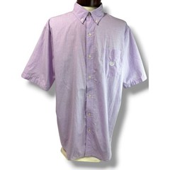 Size XXL Chaps Mens Easy Care Button Down Short Sleeve Orchid Plaid Shirt