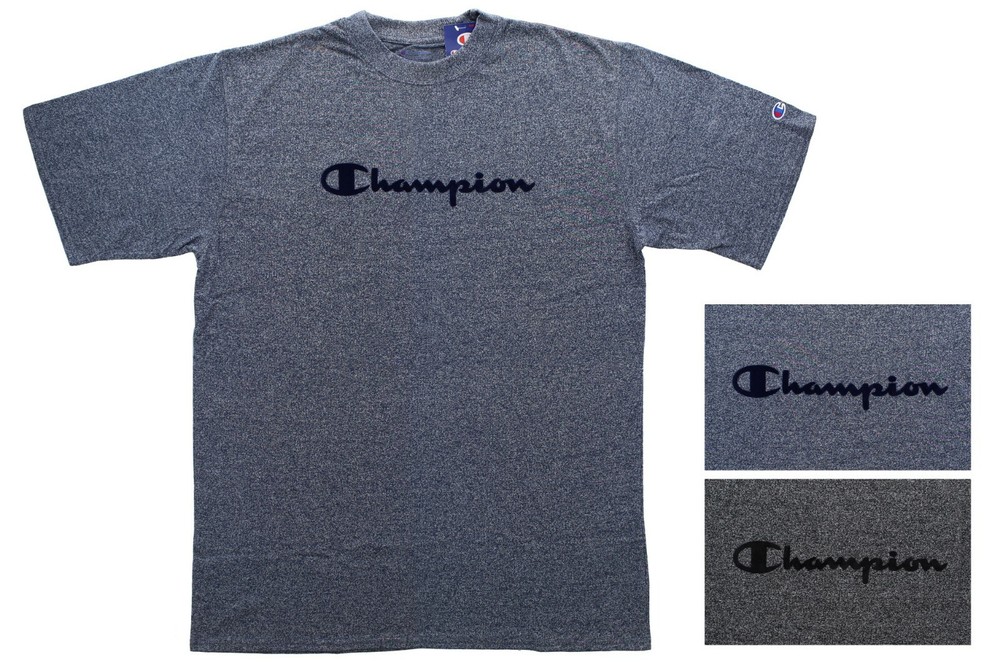 Champion Men’s Marled T-Shirt Big & Tall Short Sleeve Flocked Logo Athleticwear