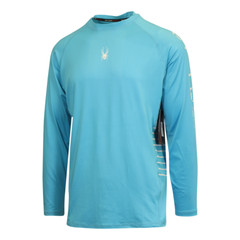 Spyder Men’s T-Shirt Aqua Blue UPF30+ Rash Guard L/S (S01A)