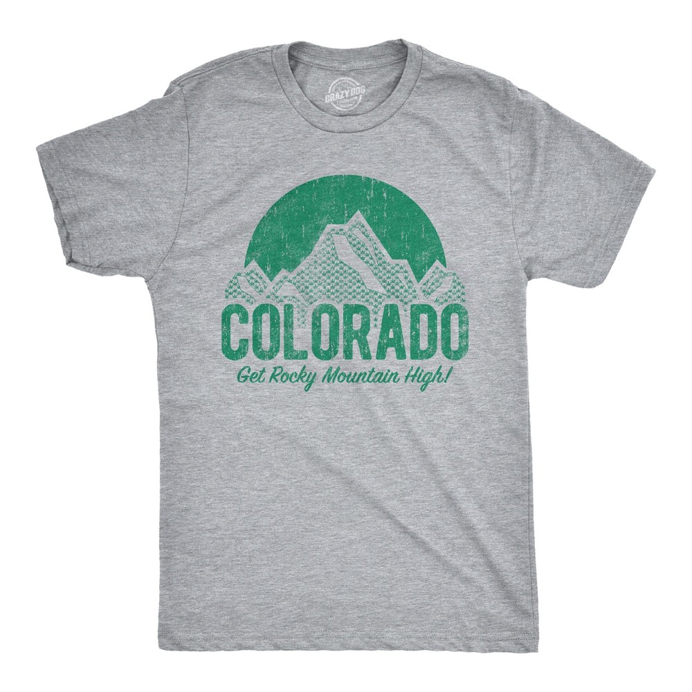 Mens Colorado Get Rocky Mountain High T Shirt Funny 420 Marijuana Tee
