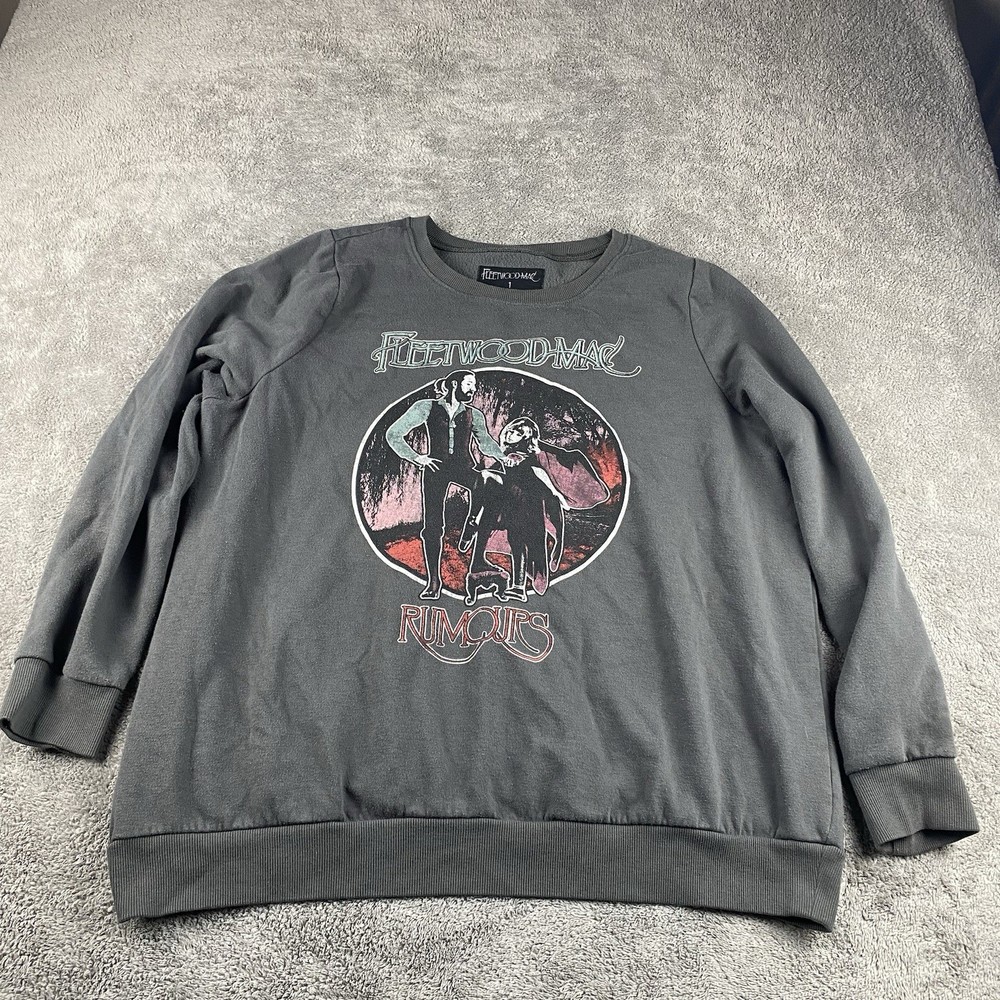 Vintage Fleetwood Mac Rumors Sweater Unisex 1X Gray Long Sleeve