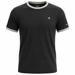Champion T-Shirt Men Size XL Black/Gray Collared Sleeves Classic Tee NWT Cotton